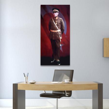 Asker Üniformalı Ayakta Atatürk Tablosu resim2