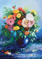 Mavi Vazoda Çiçekler - 61482