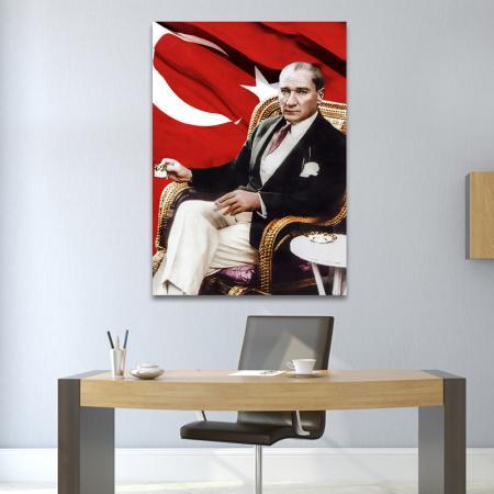 Atatürk ve Türk Bayrağı Tablosu resim2